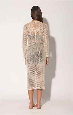 Walter Baker Coco Dress Natural Crochet Sequin Sheer Sheath Large $298 SOLD  OUT | eBay