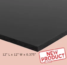 3/8" Thick Black Plastic Sheet High Density Polyethylene 12" L X 12" W HDPE NEW