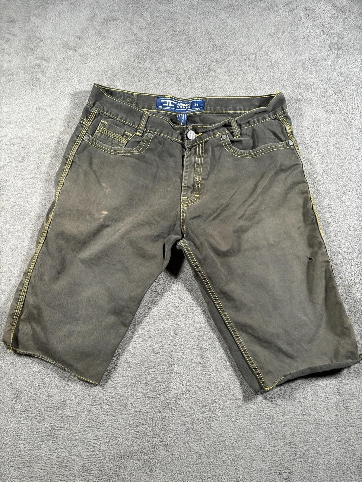 Jordan Craig pantaloncino pantaloncino uomo 34” nero sbiadito invecchiato 13” cucitura interna lungo grunge