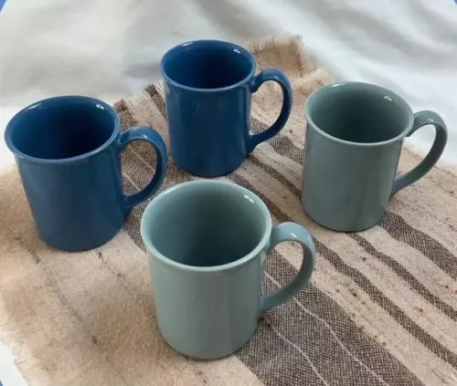 Vintage Corning Ware Coffee Mugs Cups  Blue Lot of 4