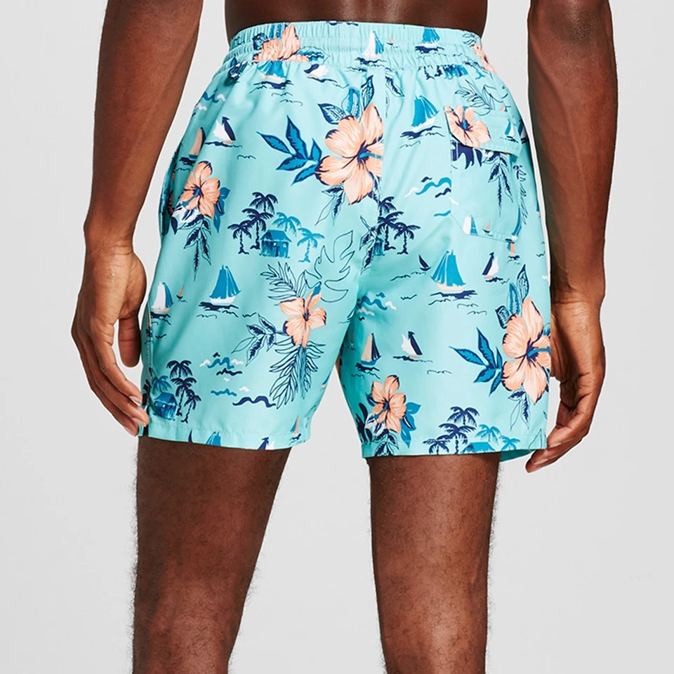 Men's Island Print Swim Trunks Green - Merona  Men's XXL NEW - Imagem 2 de 3