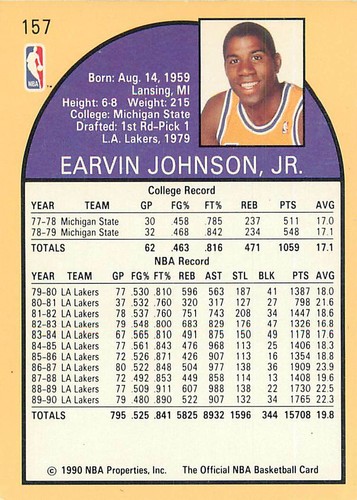 1990-91 Hoops #157 Magic Johnson - 第 2/2 張圖片