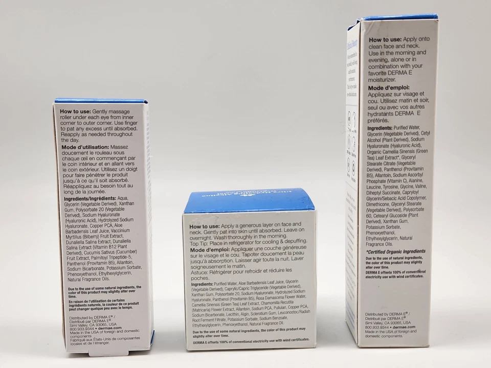 3 PC DERMA E Hydrating Alkaline Hyaluronic Overnight  Cream + Serum + Eye Gel - Image 3 of 4