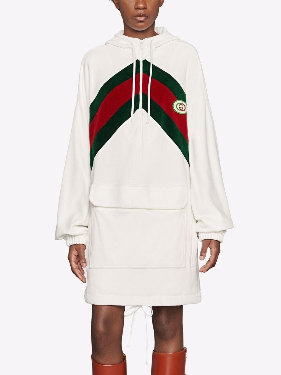 Gucci Cotton dress / Top with chenille Web Drawstring Hoodie Gucci Cotton dress / Top with chenille Web Drawstring Hoodie