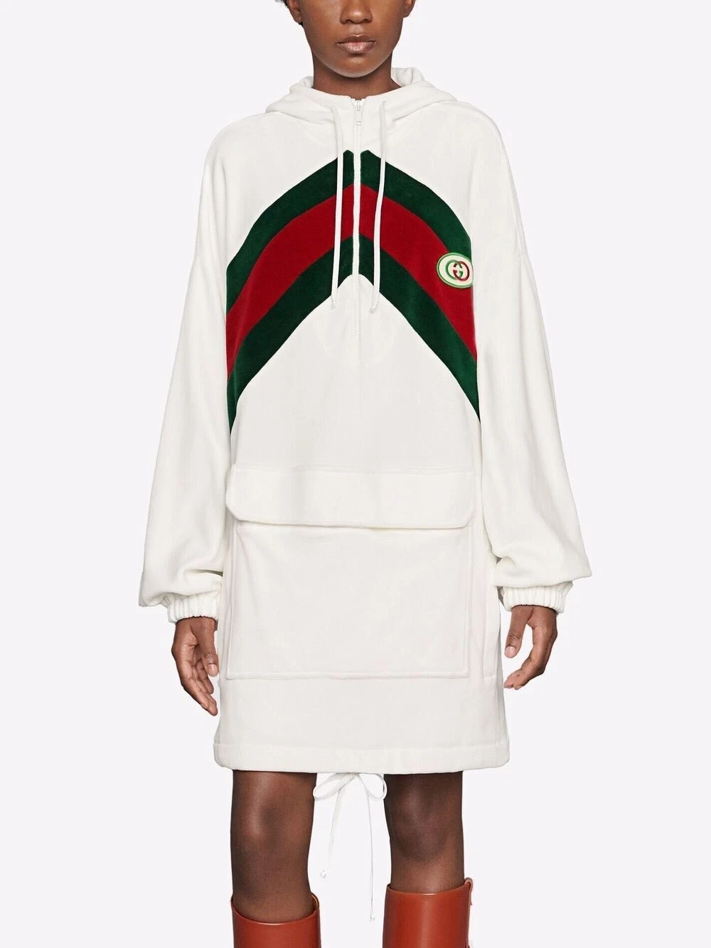 Gucci Robe / Haut Coton avec Chenille Toile Cordon Sweat à Capuche Neuf Taille 40 Soldes