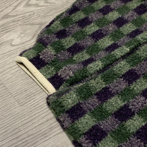 Vintage L.L. Bean Green/Purple Checkered Fleece Mock Neck Youth Large USA MADE - Picture 3 of 5