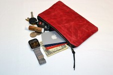 Waxed Cotton Canvas Golf Valuables Pouch Bag Zipper Tees Balls Water Resistant