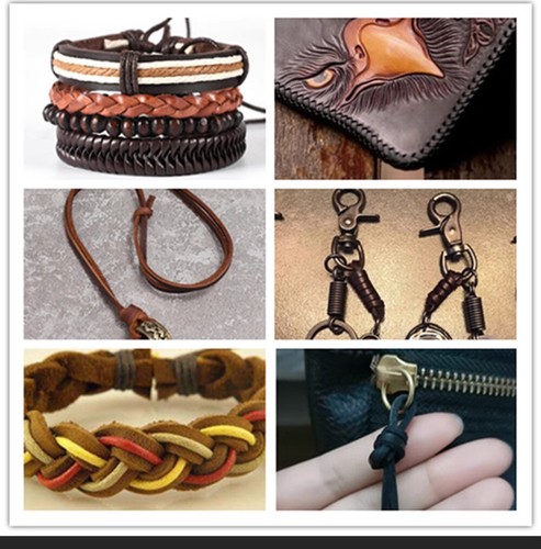 Real Leather Cowhide Cord Rope Straps Flat Tape Trimming Ribbon DIY Sew Quality - Bild 22 von 60