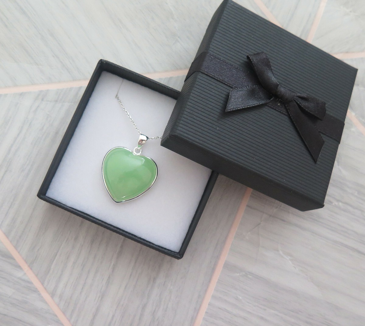 Pendentif Cœur En Jade Vert Naturel Et Argent 925 - Lucky Trader - Neuf Avec étiquettes