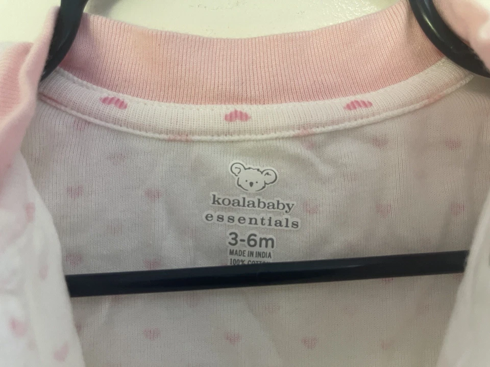 Koala Baby Girls Colorful Heart Print 100% Cotton Zip-Up Sleep & Play White 3-6M - Image 2 of 4