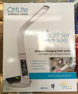 Ottlite Desk Lamp With Wireless Charging/Clock/Date/Time/Temperature