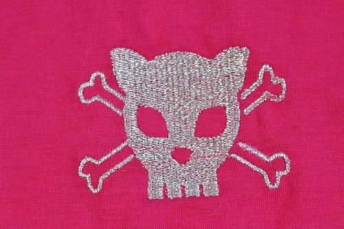 Girls Two Tone Pink Black Goth Raglan Long Sleeve Cat Skull Made USA NEW 4 4T - Picture 2 of 6
