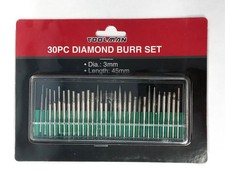 Toolman 30 Piece Diamond Burr Set 3mm 45mm Length QTH017