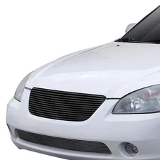 For Nissan Altima 02-04 Main and Bumper Grille Kit 2-Pc Black 8x6 mm Horizontal