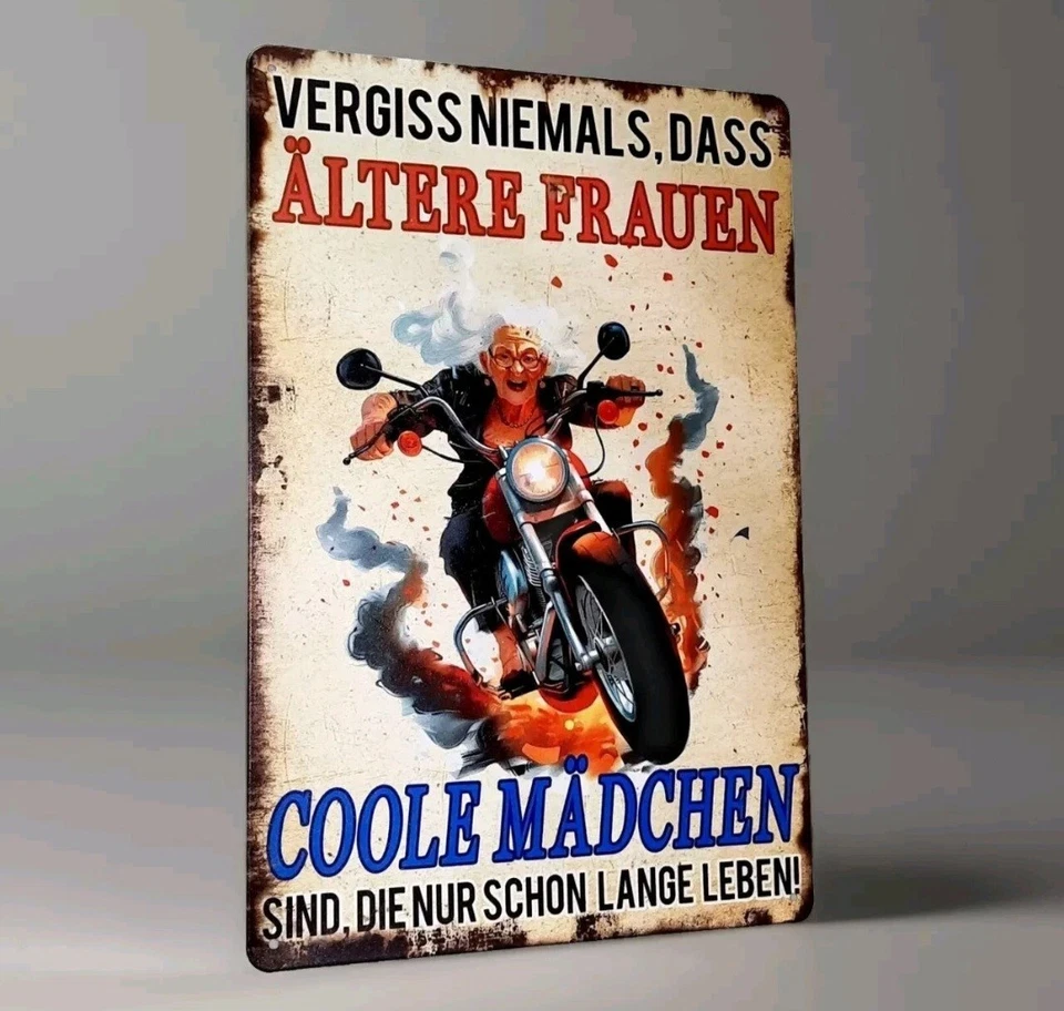 Blechschild Alter Motorrad Altwerden Geburtstag Geschenk lustig Spruch Gag (F29) - Bild 1 von 2