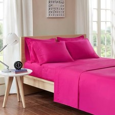 Queen 6pc Microfiber Sheet Set with Side Storage Pockets Pink