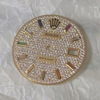 Rolex Zifferblatt Datejust 36mm Quick Set Datum Datepavé Strass Indizes Mehrfarbig  