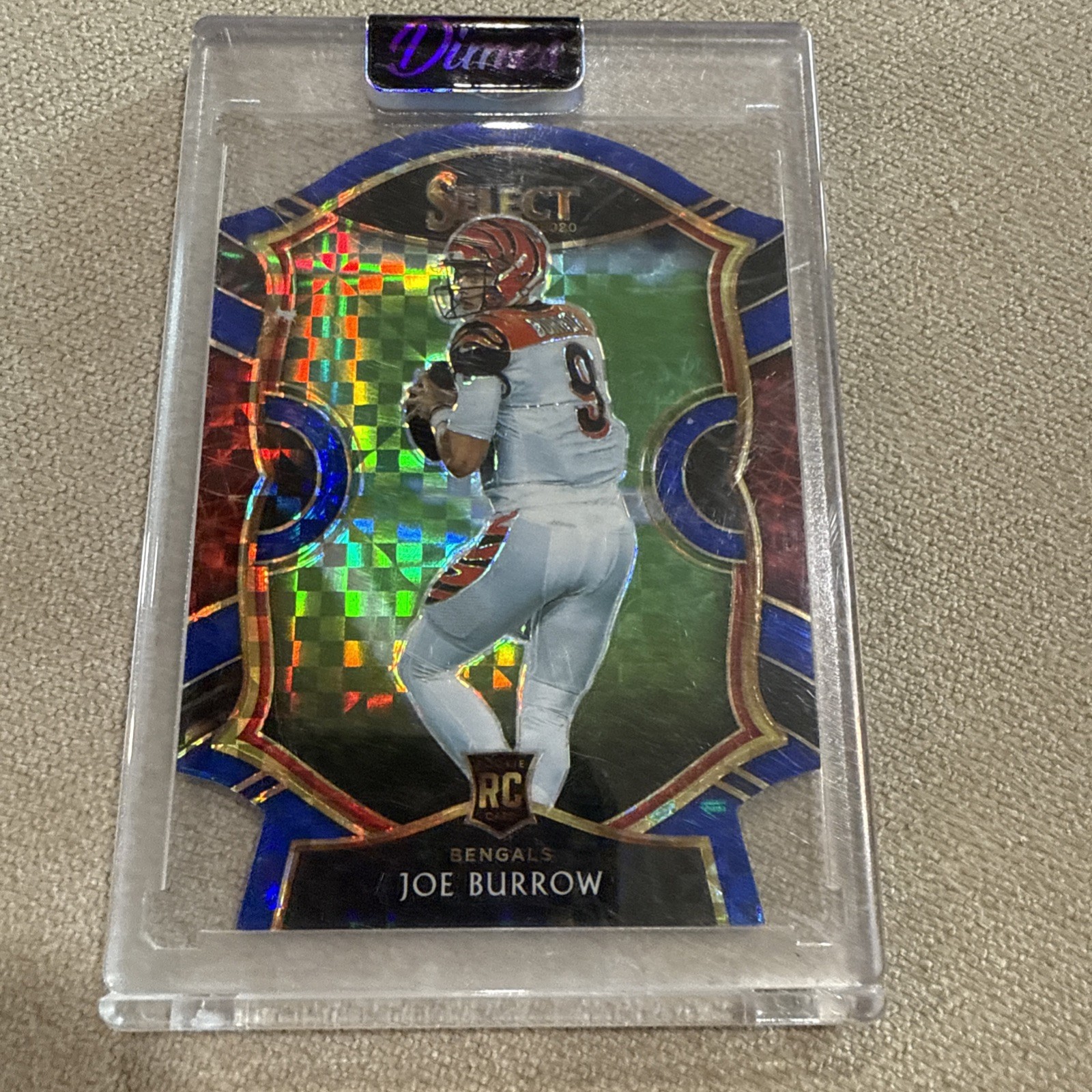 2020 Joe Burrow Select Blue Checkerboard Prizm Concourse Die Cut Rookie #46 RC