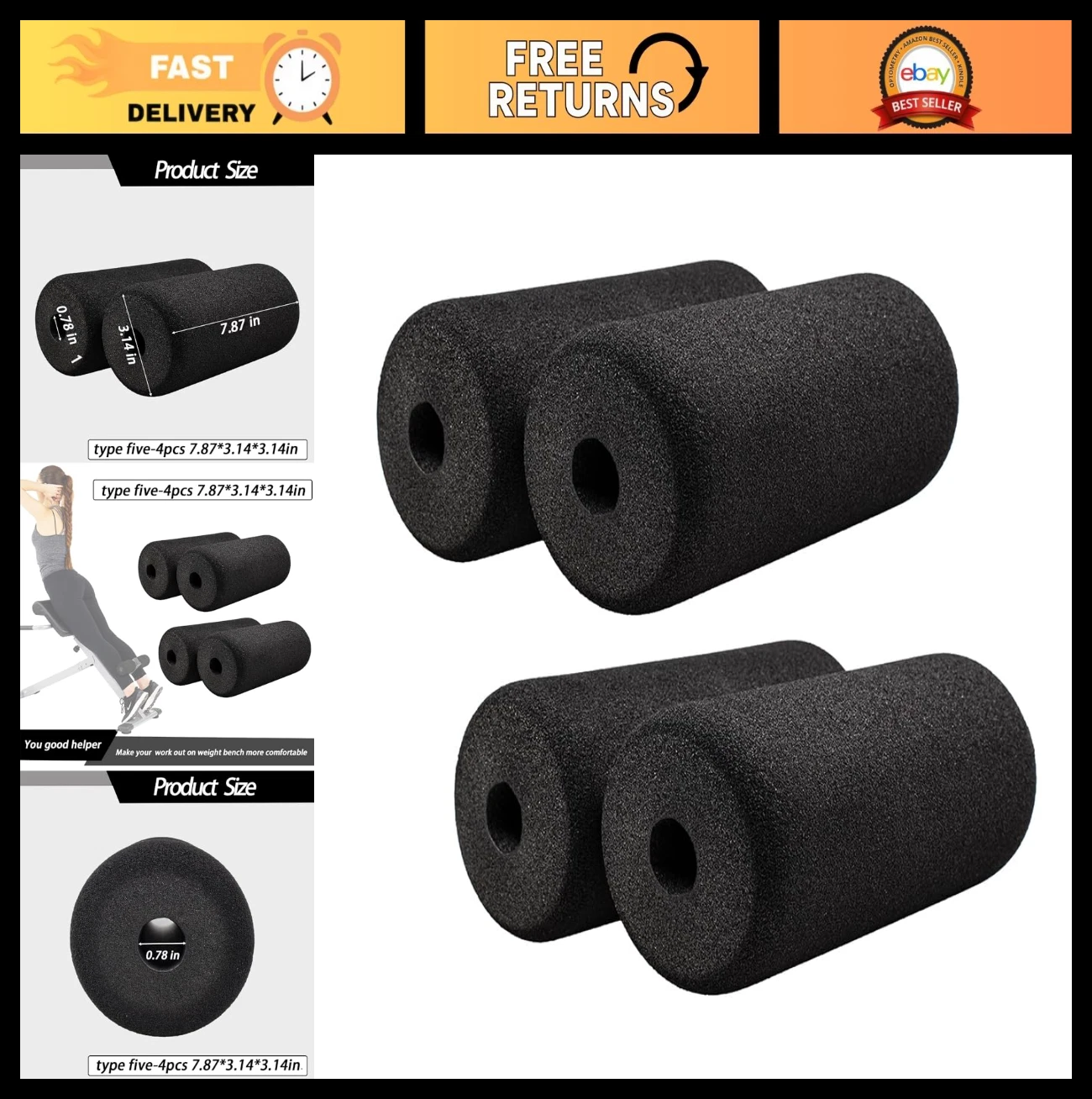 Foam Foot Pads Rollers for Exercise Machines, Inversion Tables & Home Gym Access