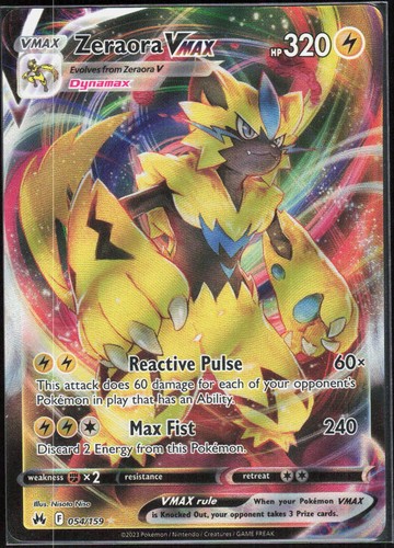 Zeraora VMAX 054/159 Holofoil Ultra Rare SWSH: Crown Zenith NM Pokemon