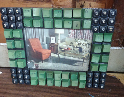 Computer Key-Keyboard Photo Frame 9'' X 7'' Two Tone Green & Black