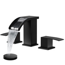 Matte Black 8 Inch Widespread Bathroom Faucet 3 Hole Waterfall Sink Faucet