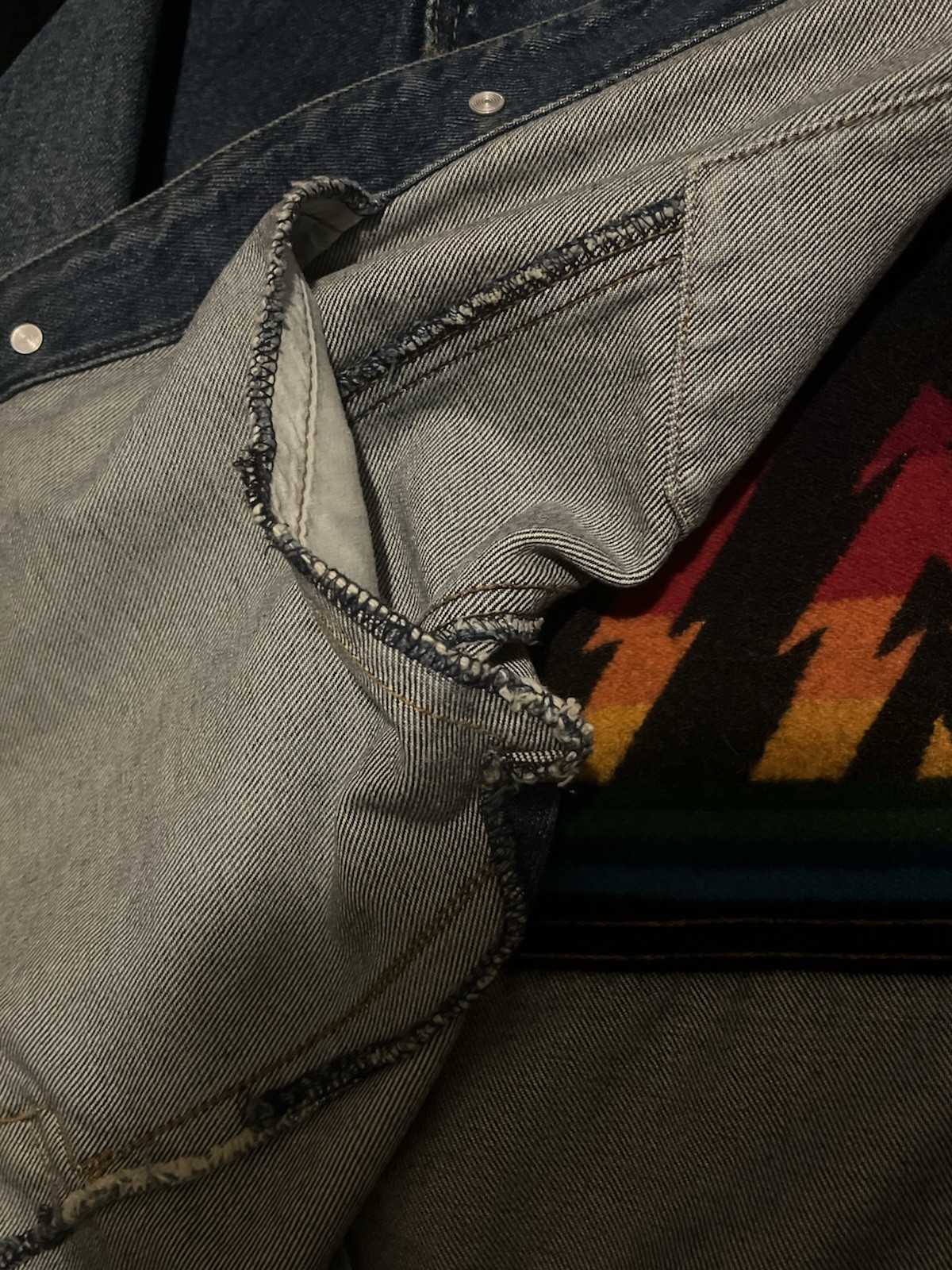 Vintage Pendleton Aztec Denim Jacket  Wool Wester… - image 7