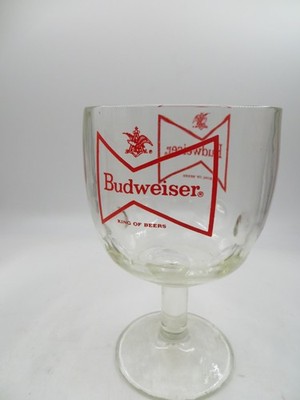 Budweiser Beer Glass Chalice Goblet with Red Bowtie Logo King of Beers Barware