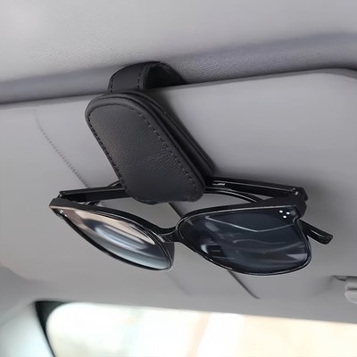 1PC Sunglasses Glasses Card Ticket Magnetic Clip Car Sun Visor Leather Holder