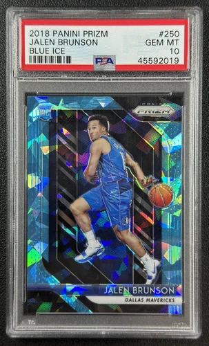 JALEN BRUNSON PSA 10 2018-19 PANINI PRIZM #250 ROOKIE PRIZMS BLUE ICE RC /99