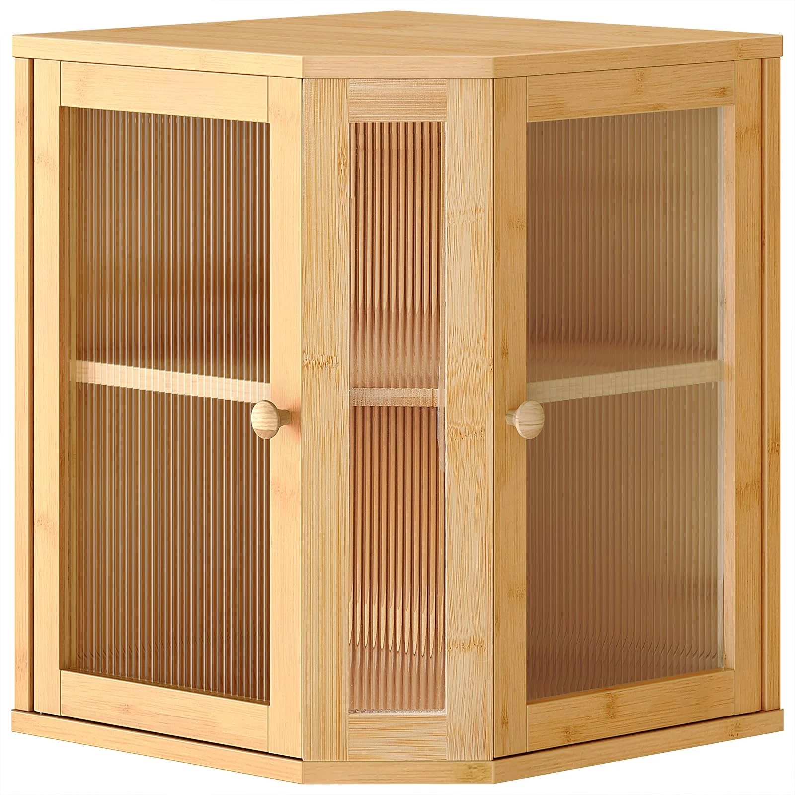 Bamboo Bread Box, Kitchen Countertop Corner Bread Box, Large Capacity 2-Tier ...