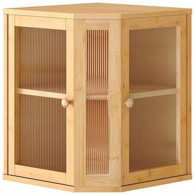 Bamboo Bread Box, Kitchen Countertop Corner Bread Box, Large Capacity 2-Tier ...