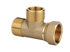 Brass Garden Hose Tee Fitting 3/4" GHT Female x Male x Male Outdoor Hose Adapter