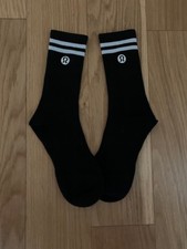   NWT Lululemon Unisex Daily Essential Crew Socks Stripe Large - Black / white