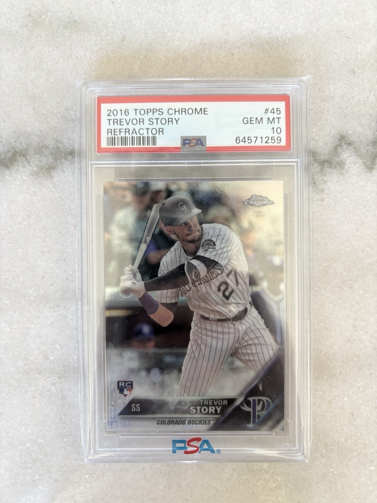 2016 Topps Chrome Prism Refractor #45 Trevor Story (RC) PSA 10