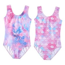 2 Packs Toddler Gymnastics Leotard Rose-Red Black 9-10 Years Mermaid Butterfly