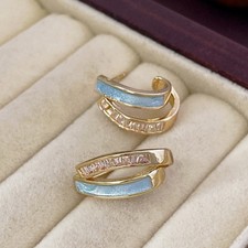 Women s Gold Plated Double C-shaped Light Blu...