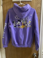 Disneyland 100 Years Of Wonder Purple Embroidered Hoodie Size S Mickey Mouse