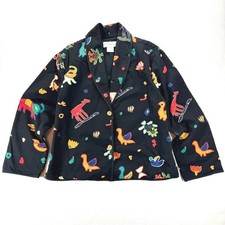 Vintage Jacqueline Lauren Novelty Animal Print Cotton Blazer Jacket XL