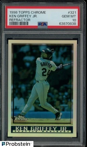 1998 Topps Chrome Refractor #321 Ken Griffey Jr Mariners HOF PSA 10 POP 16