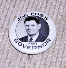 VINTAGE 1955 JOE FOSS GOVERNOR SOUTH DAKOTA CAMPAIGN BUTTON ORIG PHOTO ORIG 7/8