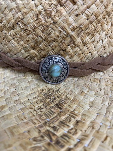 Women's Stetson Natural Tan Burned Straw Cowboy Cowgirl Western Hat 7 Medium - Picture 3 of 10