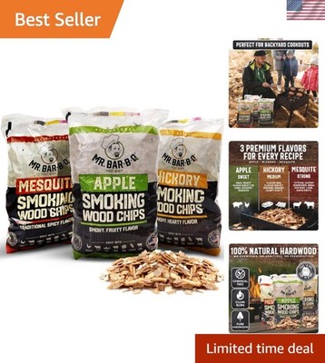 Versatile Smoking Wood Chips Bundle (Apple, Hickory, Mesquite) - 3 x 1.8 lbs