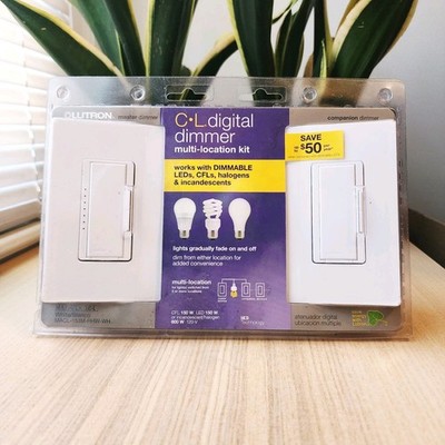 Lutron CL Digital Dimmer Multi-Location Kit MACL-153M-RHW-WH Master & Companion