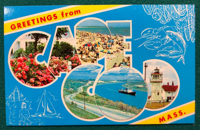 Greetings From Cape Cod Mass.  Postcard 
