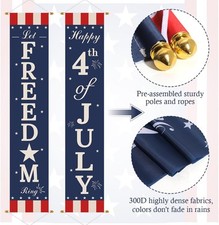 4Th of July Decorations: 2Pcs Large Happy 4Th of July Front Porch Signs, Memo...