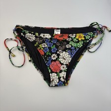 Freya Floral Haze Tie Side Bikini Bottoms UK Size Large Black Floral Swimwear