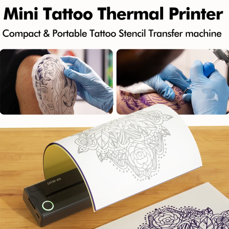 Mini impresora de transferencia de tatuajes inalámbrica Bluetooth plantilla térmica portátil para tatuajes - Imagen 2 de 4
