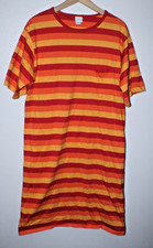 VTG Lands End Women Shirt Dress Regular M Striped 100 Cotton 44" Chest 42" T2B