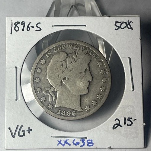 1896 S BARBER HALF  In VG++ Condition XX638